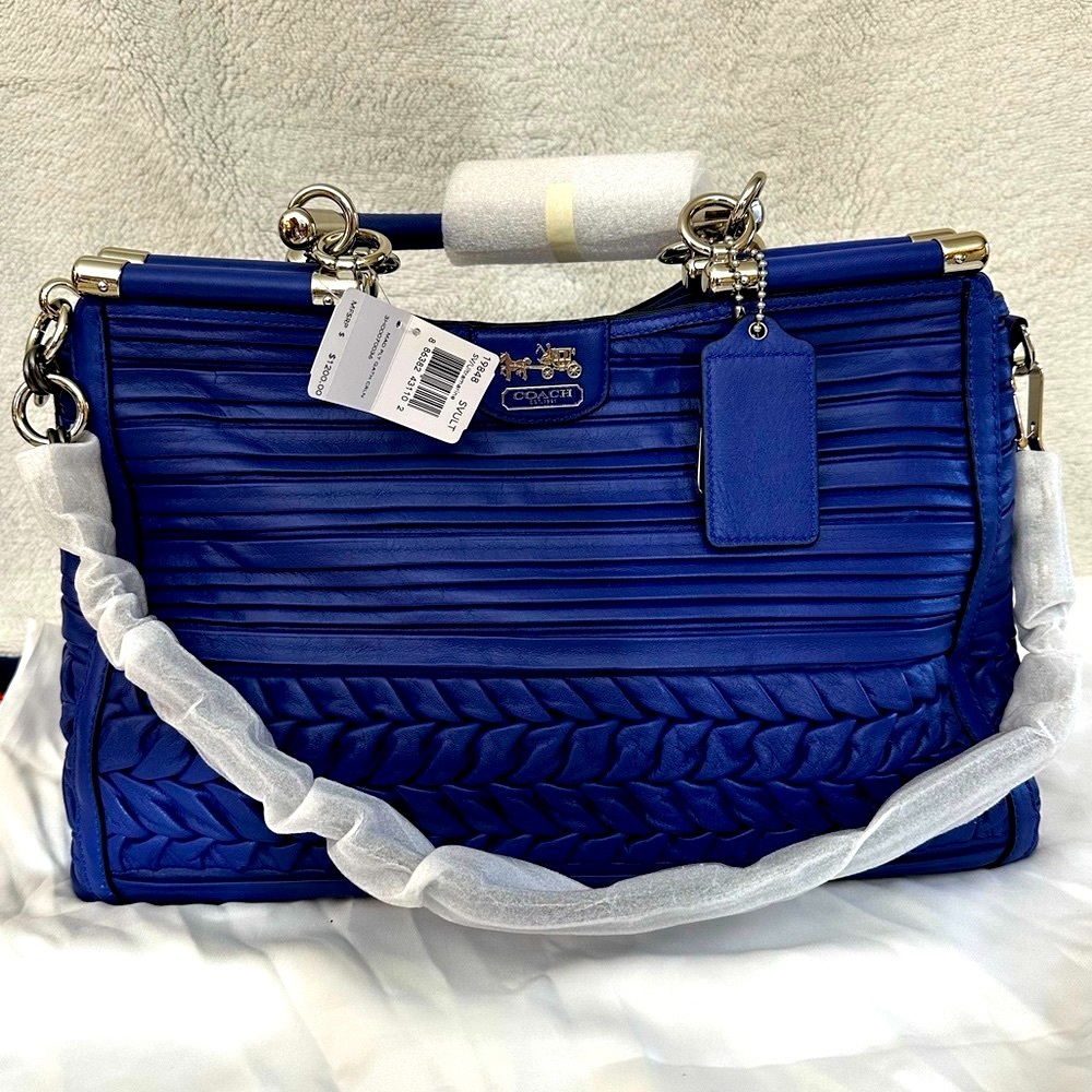 NWT Coach Madison Pleated Gathered Leather Caroline in Ultramarine